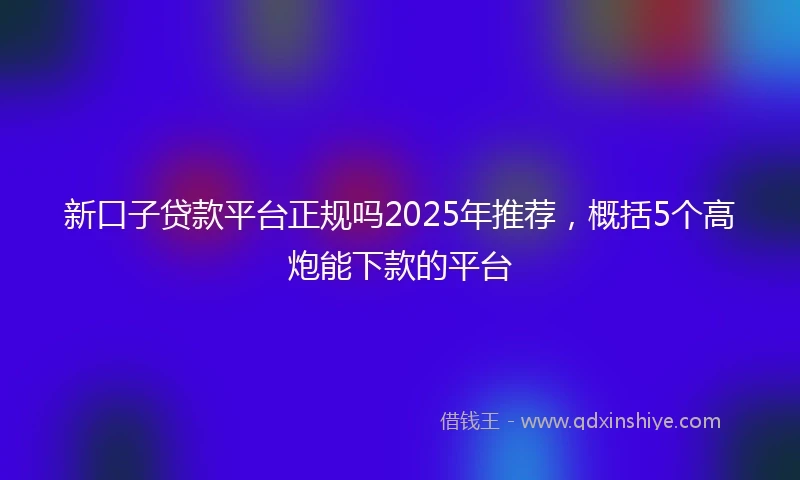 新口子贷款平台正规吗2025年推荐，概括5个高炮能下款的平台