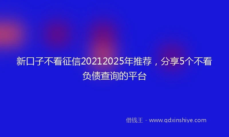 新口子不看征信20212025年推荐，分享5个不看负债查询的平台