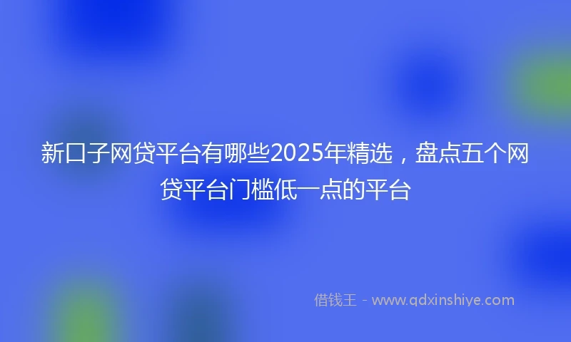 新口子网贷平台有哪些2025年精选，盘点五个网贷平台门槛低一点的平台