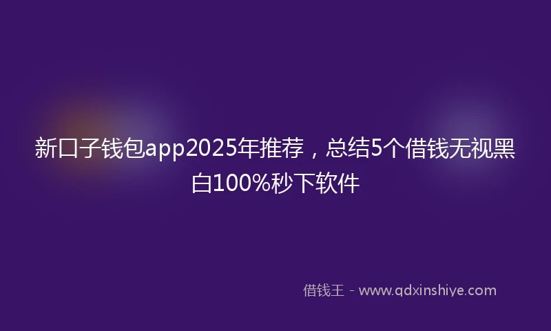 新口子钱包app2025年推荐，总结5个借钱无视黑白100%秒下软件