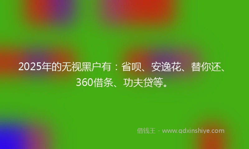 2025年的无视黑户有：省呗、安逸花、替你还、360借条、功夫贷等。