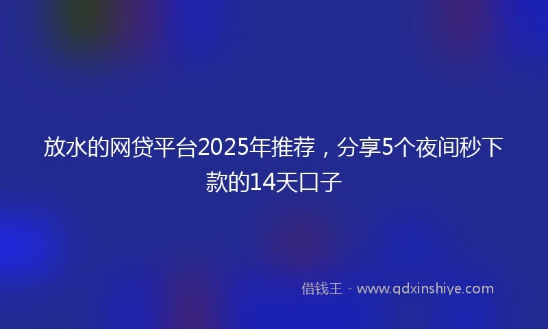 放水的网贷平台2025年推荐，分享5个夜间秒下款的14天口子