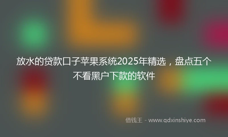 放水的贷款口子苹果系统2025年精选，盘点五个不看黑户下款的软件