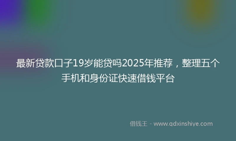 最新贷款口子19岁能贷吗2025年推荐，整理五个手机和身份证快速借钱平台