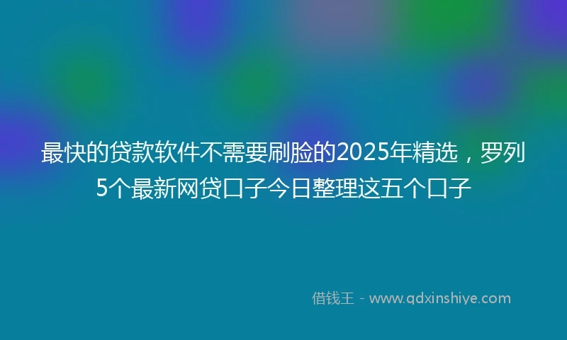 最快的贷款软件不需要刷脸的2025年精选,罗列5个最新网贷口子今日整理这五个口子