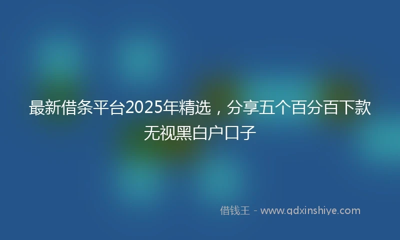 最新借条平台2025年精选,分享五个百分百下款无视黑白户口子