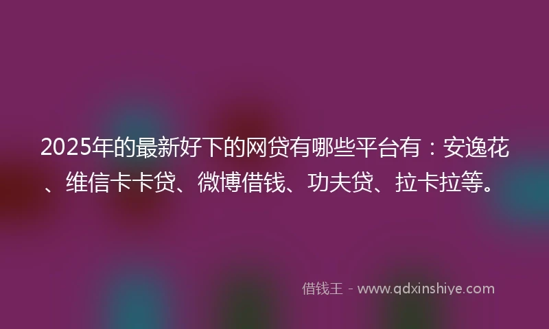 2025年的最新好下的网贷有哪些平台有：安逸花、维信卡卡贷、微博借钱、功夫贷、拉卡拉等。