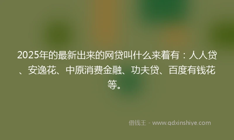2025年的最新出来的网贷叫什么来着有：人人贷、安逸花、中原消费金融、功夫贷、百度有钱花等。
