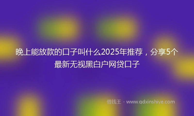 晚上能放款的口子叫什么2025年推荐，分享5个最新无视黑白户网贷口子