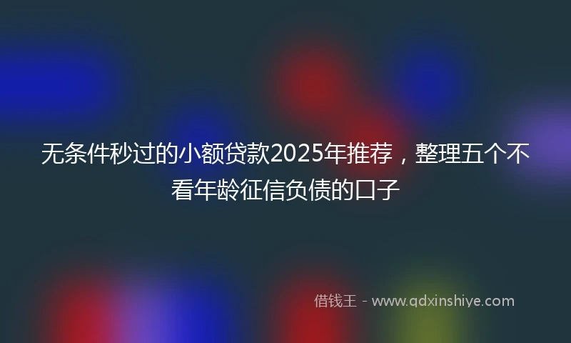 无条件秒过的小额贷款2025年推荐，整理五个不看年龄征信负债的口子
