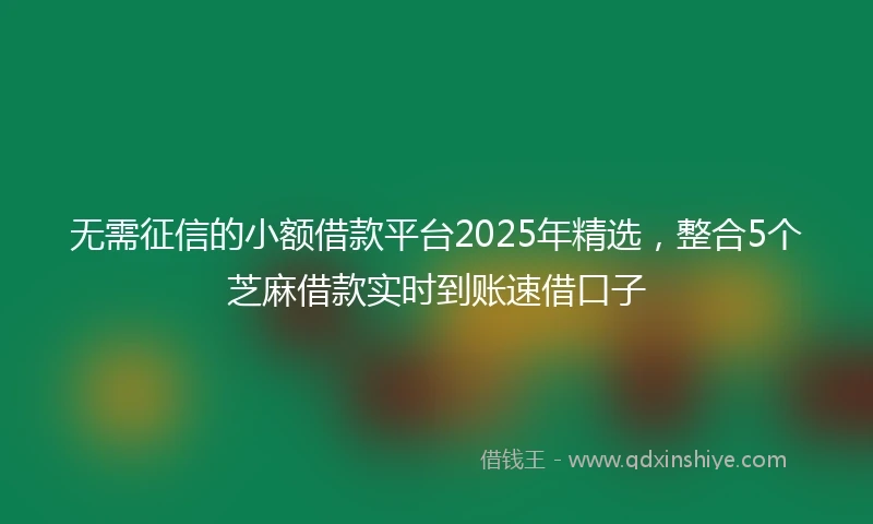 无需征信的小额借款平台2025年精选，整合5个芝麻借款实时到账速借口子