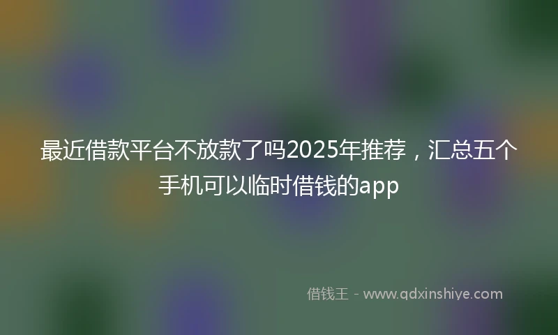最近借款平台不放款了吗2025年推荐,汇总五个手机可以临时借钱的app