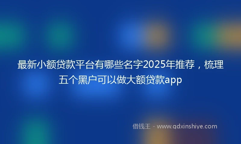 最新小额贷款平台有哪些名字2025年推荐,梳理五个黑户可以做大额贷款app