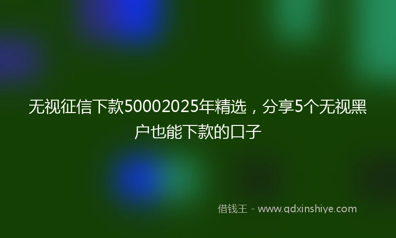 无视征信下款50002025年精选，分享5个无视黑户也能下款的口子