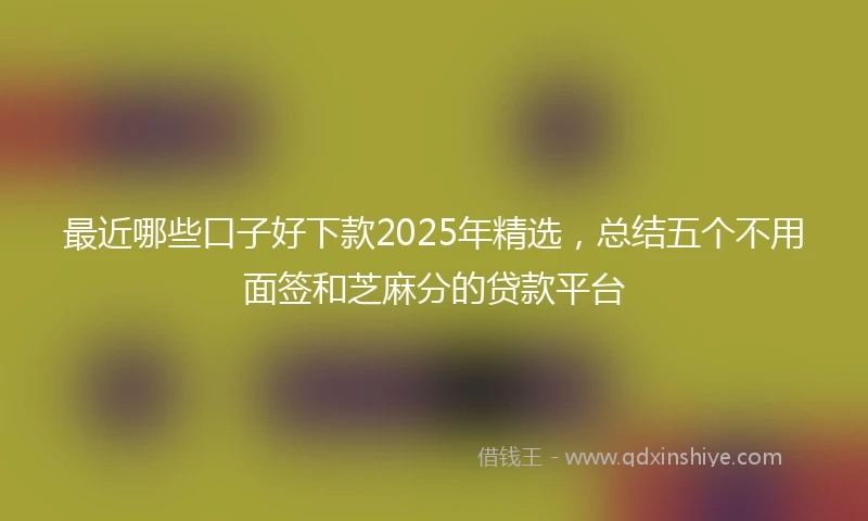 最近哪些口子好下款2025年精选，总结五个不用面签和芝麻分的贷款平台