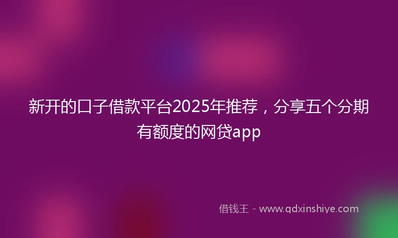 新开的口子借款平台2025年推荐，分享五个分期有额度的网贷app