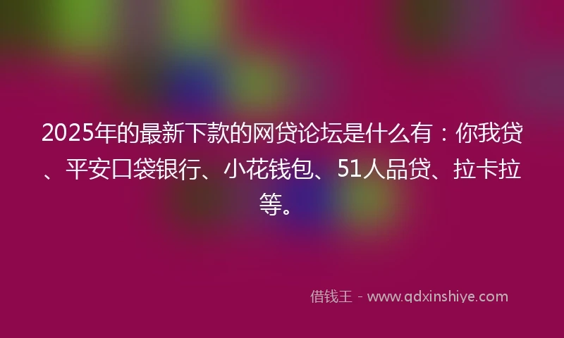 2025年的最新下款的网贷论坛是什么有：你我贷、平安口袋银行、小花钱包、51人品贷、拉卡拉等。