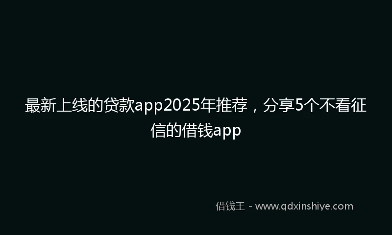 最新上线的贷款app2025年推荐，分享5个不看征信的借钱app