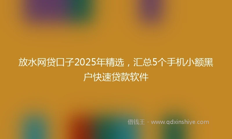 放水网贷口子2025年精选，汇总5个手机小额黑户快速贷款软件