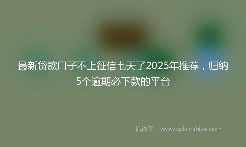 最新贷款口子不上征信七天了2025年推荐，归纳5个逾期必下款的平台