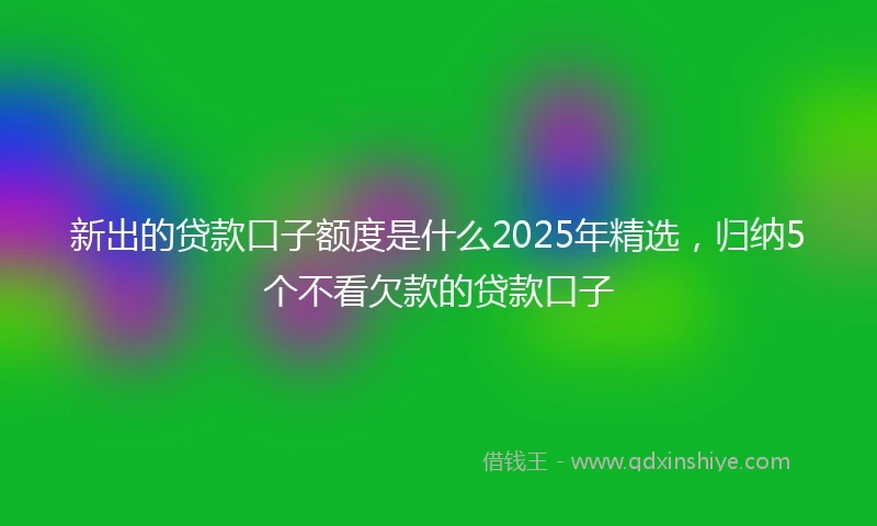 新出的贷款口子额度是什么2025年精选，归纳5个不看欠款的贷款口子