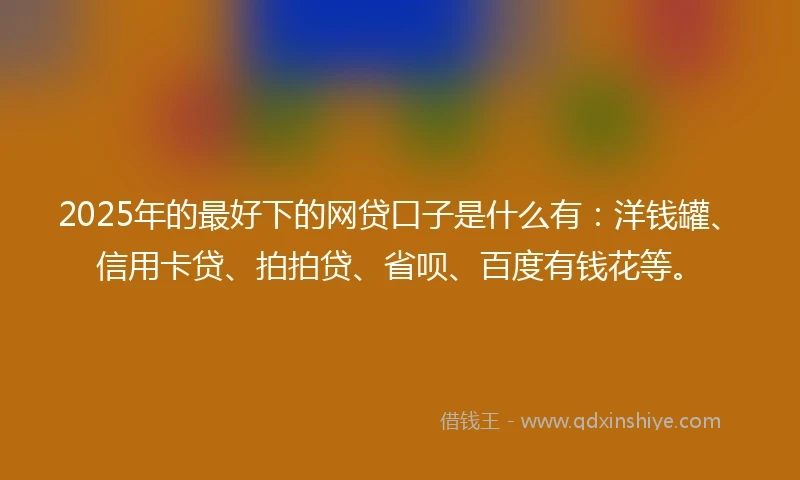 2025年的最好下的网贷口子是什么有：洋钱罐、信用卡贷、拍拍贷、省呗、百度有钱花等。