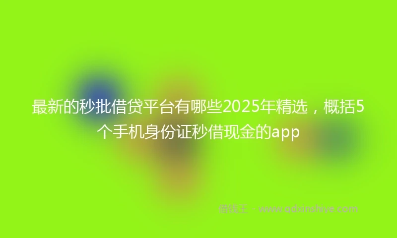 最新的秒批借贷平台有哪些2025年精选，概括5个手机身份证秒借现金的app