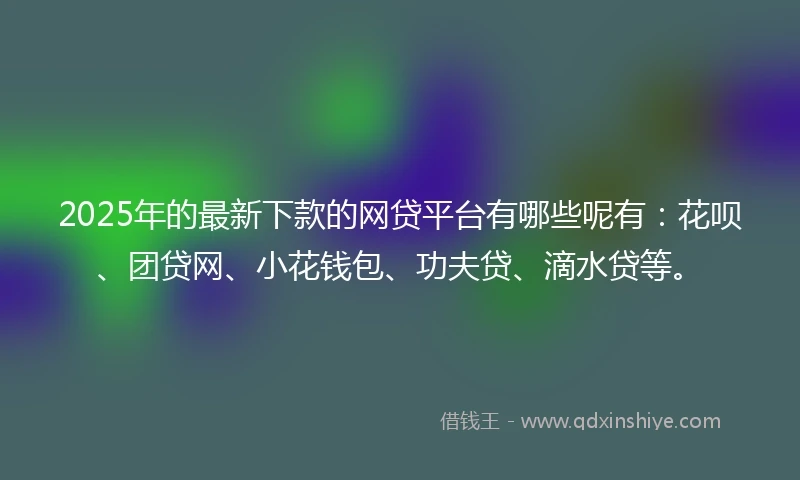 2025年的最新下款的网贷平台有哪些呢有：花呗、团贷网、小花钱包、功夫贷、滴水贷等。