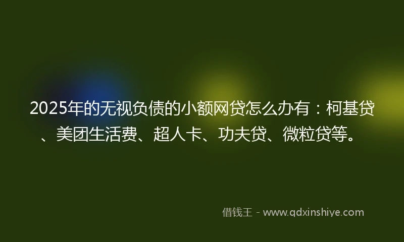 2025年的无视负债的小额网贷怎么办有：柯基贷、美团生活费、超人卡、功夫贷、微粒贷等。