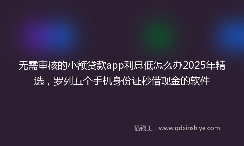 无需审核的小额贷款app利息低怎么办2025年精选，罗列五个手机身份证秒借现金的软件