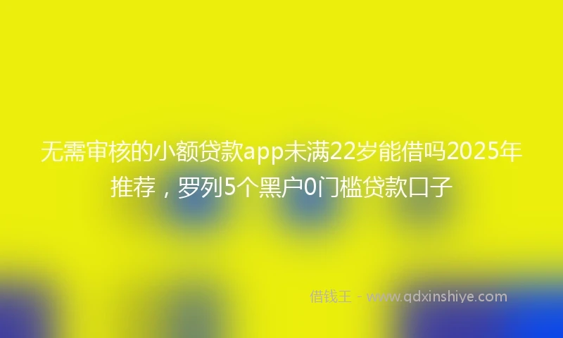 无需审核的小额贷款app未满22岁能借吗2025年推荐，罗列5个黑户0门槛贷款口子