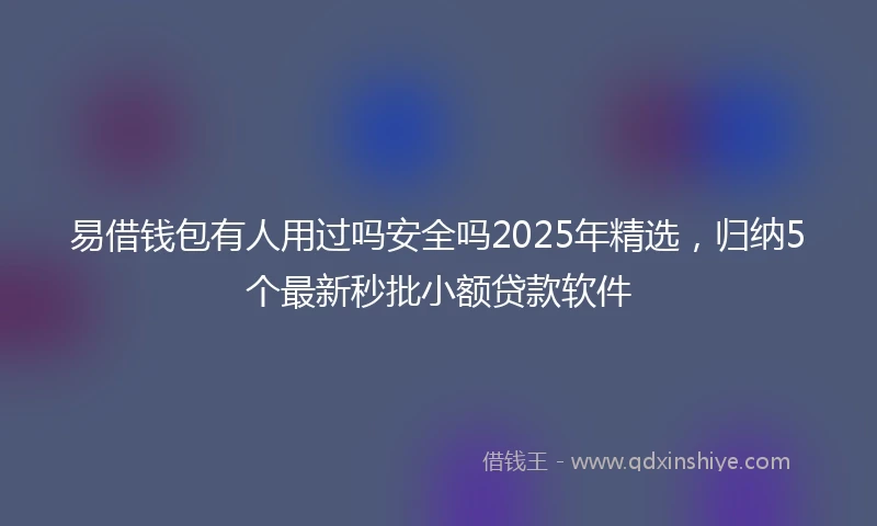 易借钱包有人用过吗安全吗2025年精选，归纳5个最新秒批小额贷款软件