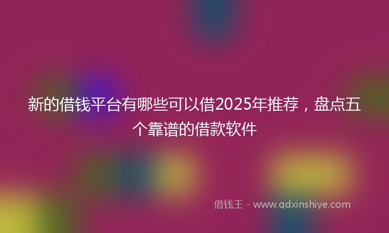 新的借钱平台有哪些可以借2025年推荐，盘点五个靠谱的借款软件