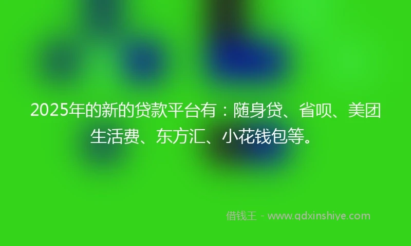 2025年的新的贷款平台有：随身贷、省呗、美团生活费、东方汇、小花钱包等。
