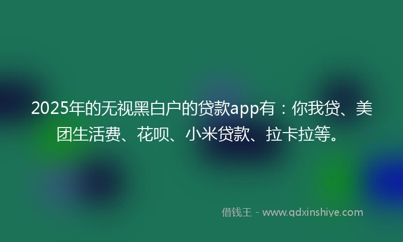 2025年的无视黑白户的贷款app有：你我贷、美团生活费、花呗、小米贷款、拉卡拉等。