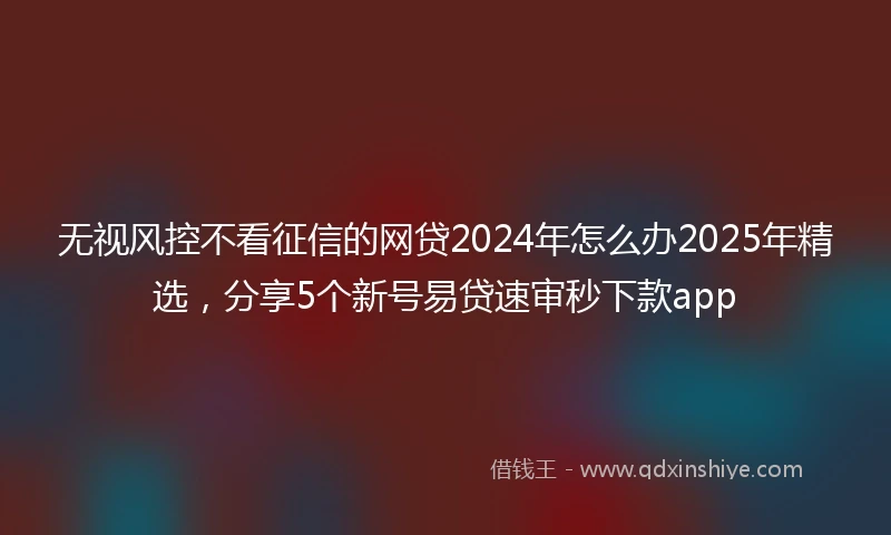 无视风控不看征信的网贷2024年怎么办2025年精选，分享5个新号易贷速审秒下款app
