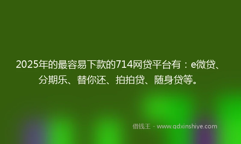 2025年的最容易下款的714网贷平台有：e微贷、分期乐、替你还、拍拍贷、随身贷等。
