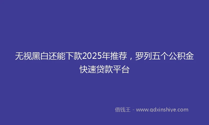无视黑白还能下款2025年推荐，罗列五个公积金快速贷款平台