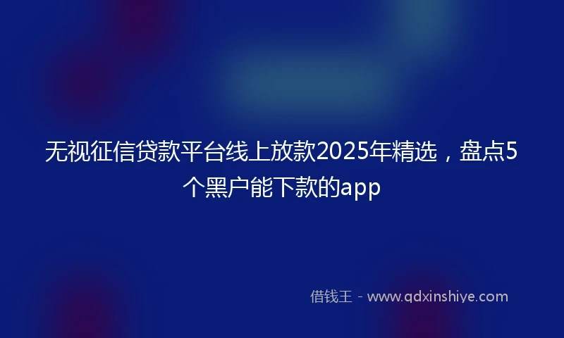 无视征信贷款平台线上放款2025年精选，盘点5个黑户能下款的app