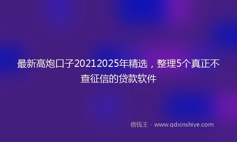 最新高炮口子20212025年精选，整理5个真正不查征信的贷款软件