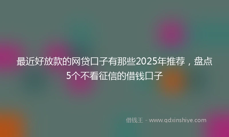 最近好放款的网贷口子有那些2025年推荐，盘点5个不看征信的借钱口子