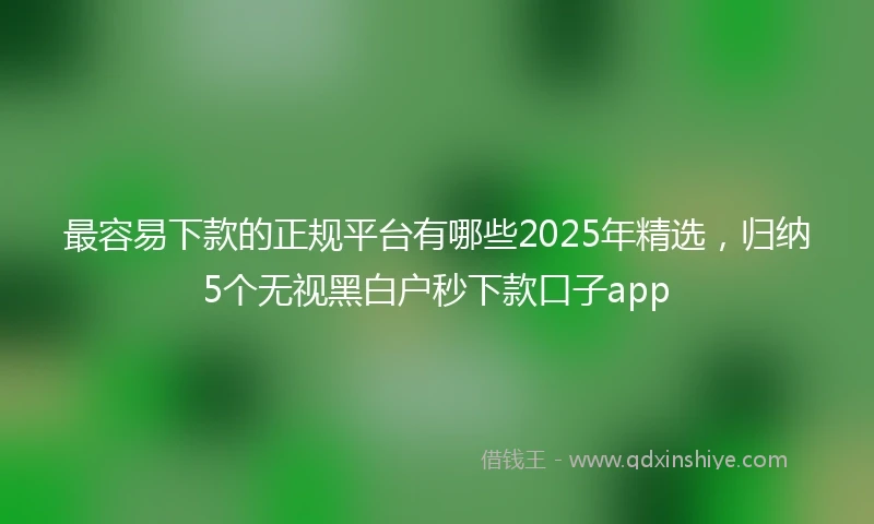 最容易下款的正规平台有哪些2025年精选，归纳5个无视黑白户秒下款口子app