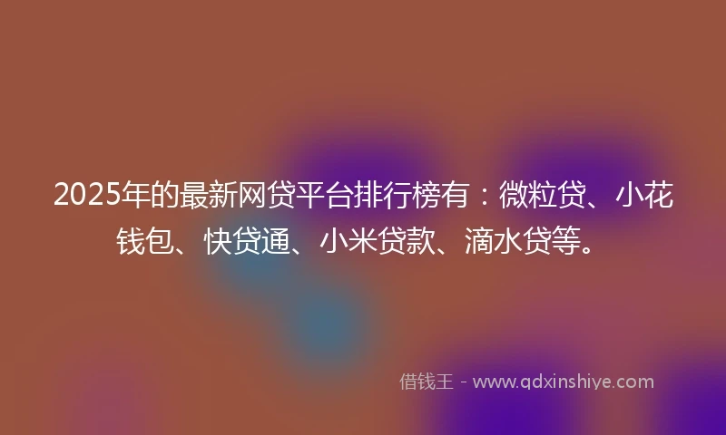 2025年的最新网贷平台排行榜有：微粒贷、小花钱包、快贷通、小米贷款、滴水贷等。