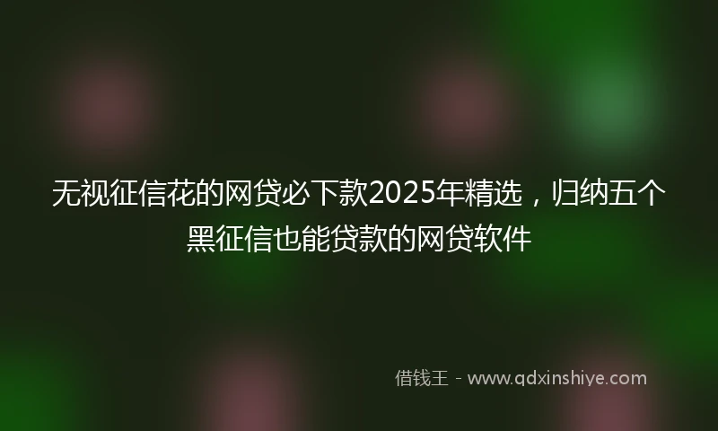 无视征信花的网贷必下款2025年精选，归纳五个黑征信也能贷款的网贷软件