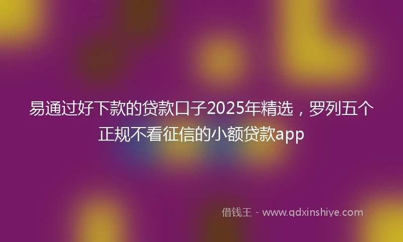 易通过好下款的贷款口子2025年精选，罗列五个正规不看征信的小额贷款app