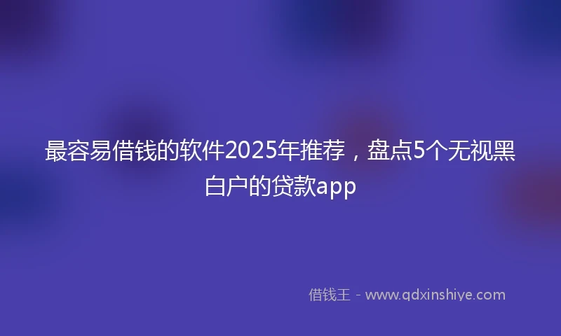 最容易借钱的软件2025年推荐,盘点5个无视黑白户的贷款app
