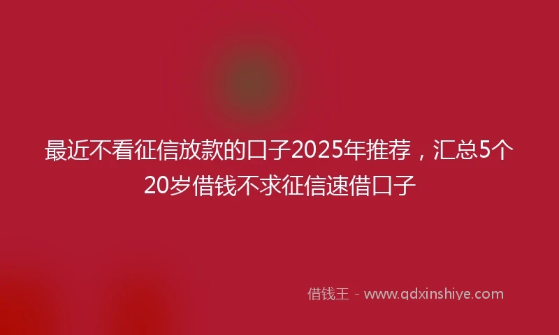 最近不看征信放款的口子2025年推荐，汇总5个20岁借钱不求征信速借口子