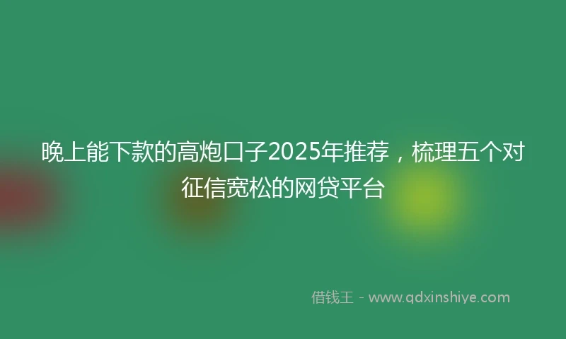 晚上能下款的高炮口子2025年推荐，梳理五个对征信宽松的网贷平台