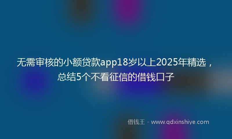 无需审核的小额贷款app18岁以上2025年精选，总结5个不看征信的借钱口子