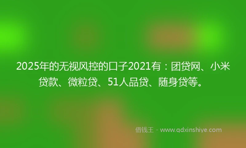 2025年的无视风控的口子2021有:团贷网、小米贷款、微粒贷、51人品贷、随身贷等。